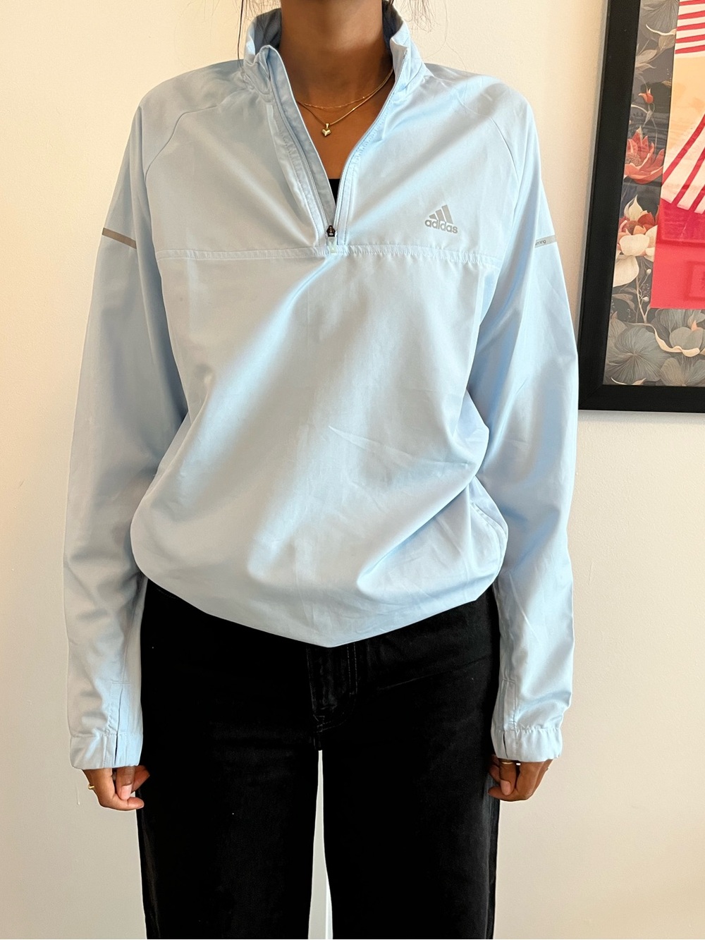 ADIDAS Blue Quarter-Zip Windbreaker